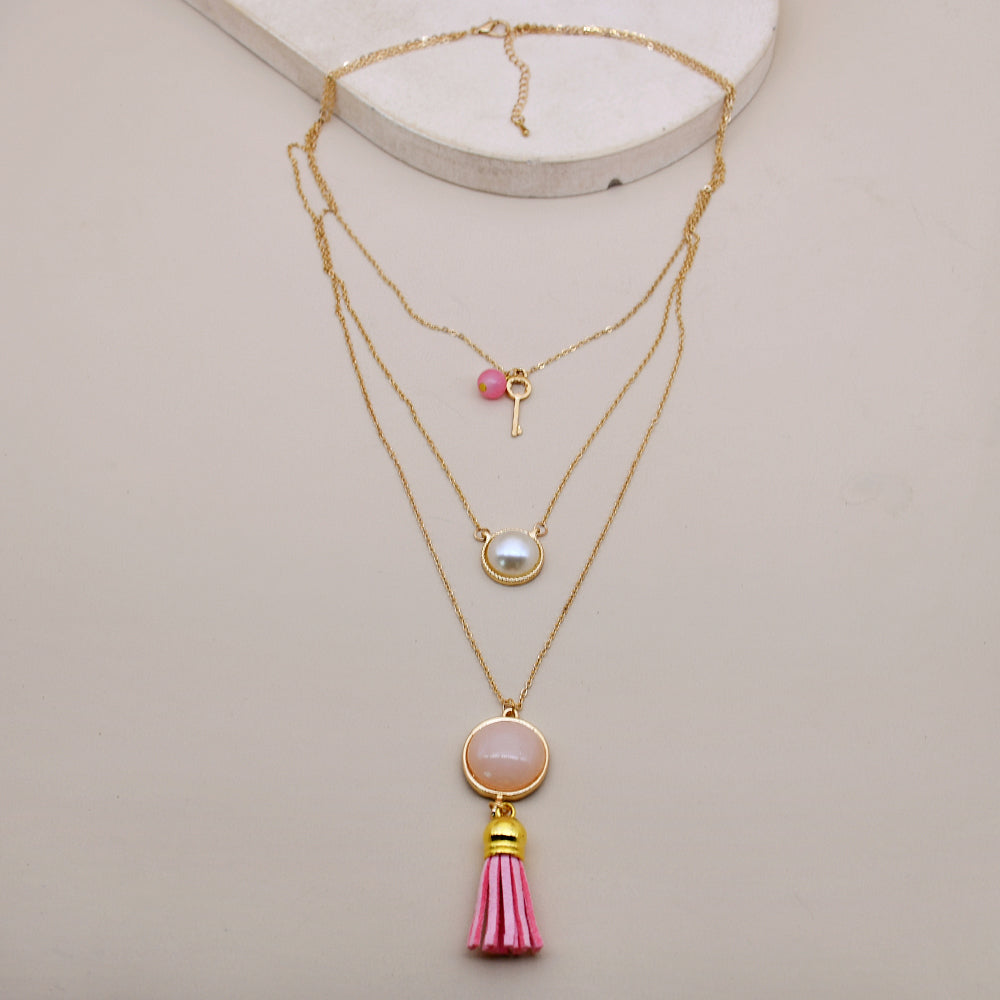 Elegant Lady Key Alloy Plating Gold Plated Women's Three Layer Necklace