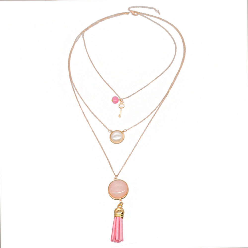 Elegant Lady Key Alloy Plating Gold Plated Women's Three Layer Necklace