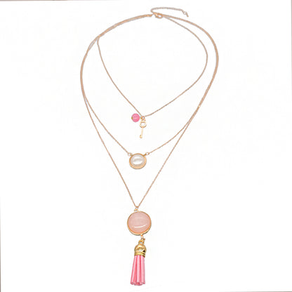 Elegant Lady Key Alloy Plating Gold Plated Women's Three Layer Necklace