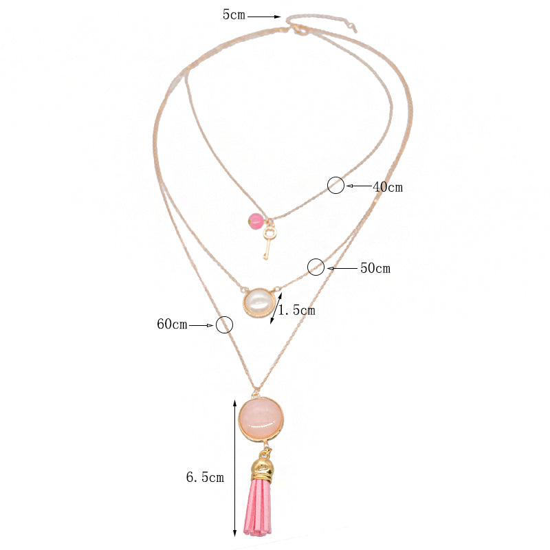 Elegant Lady Key Alloy Plating Gold Plated Women's Three Layer Necklace