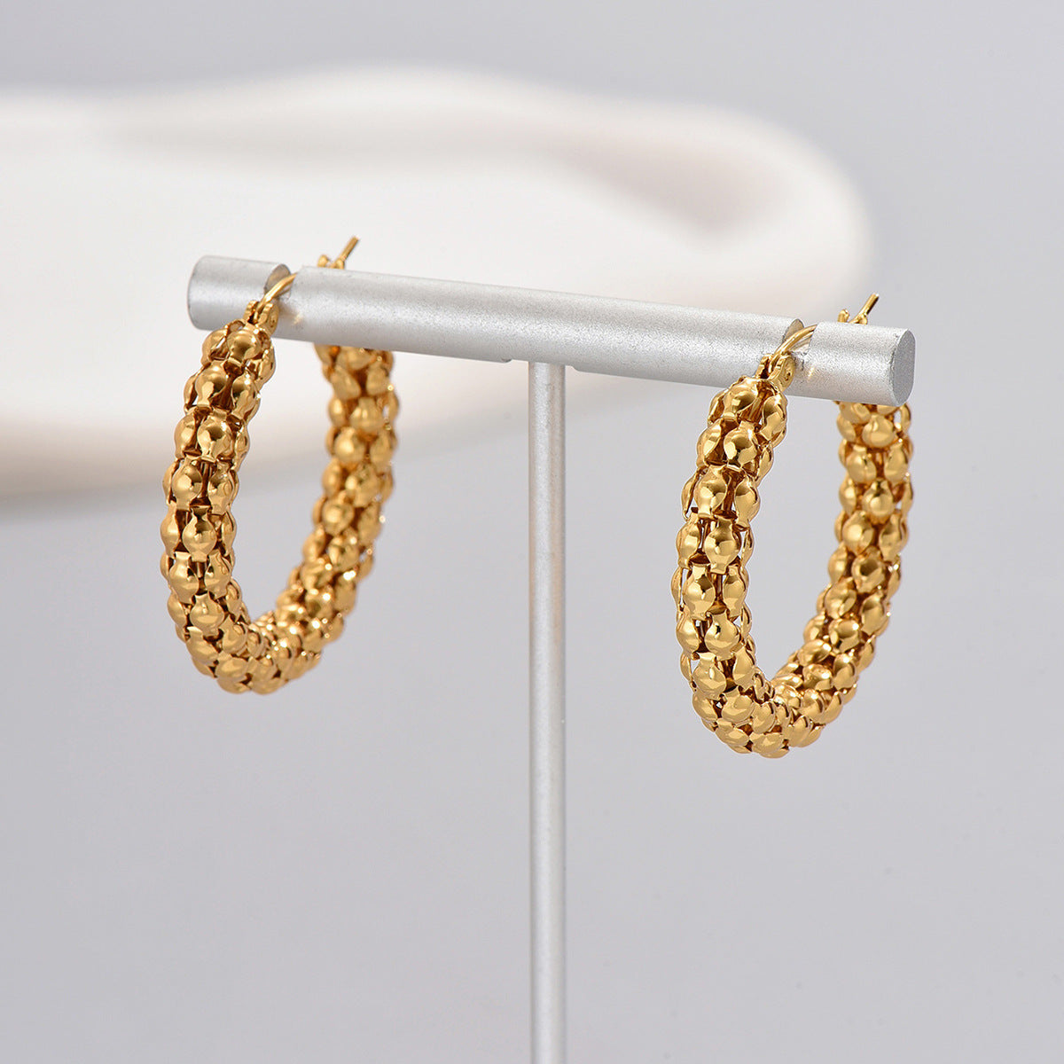 1 Pair Simple Style Classic Style Solid Color Plating Titanium Steel 18k Gold Plated Hoop Earrings