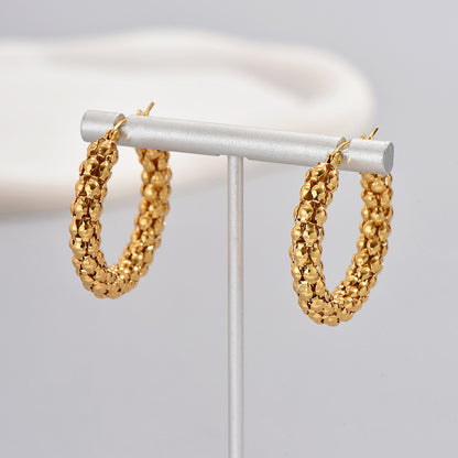 1 Pair Simple Style Classic Style Solid Color Plating Titanium Steel 18k Gold Plated Hoop Earrings