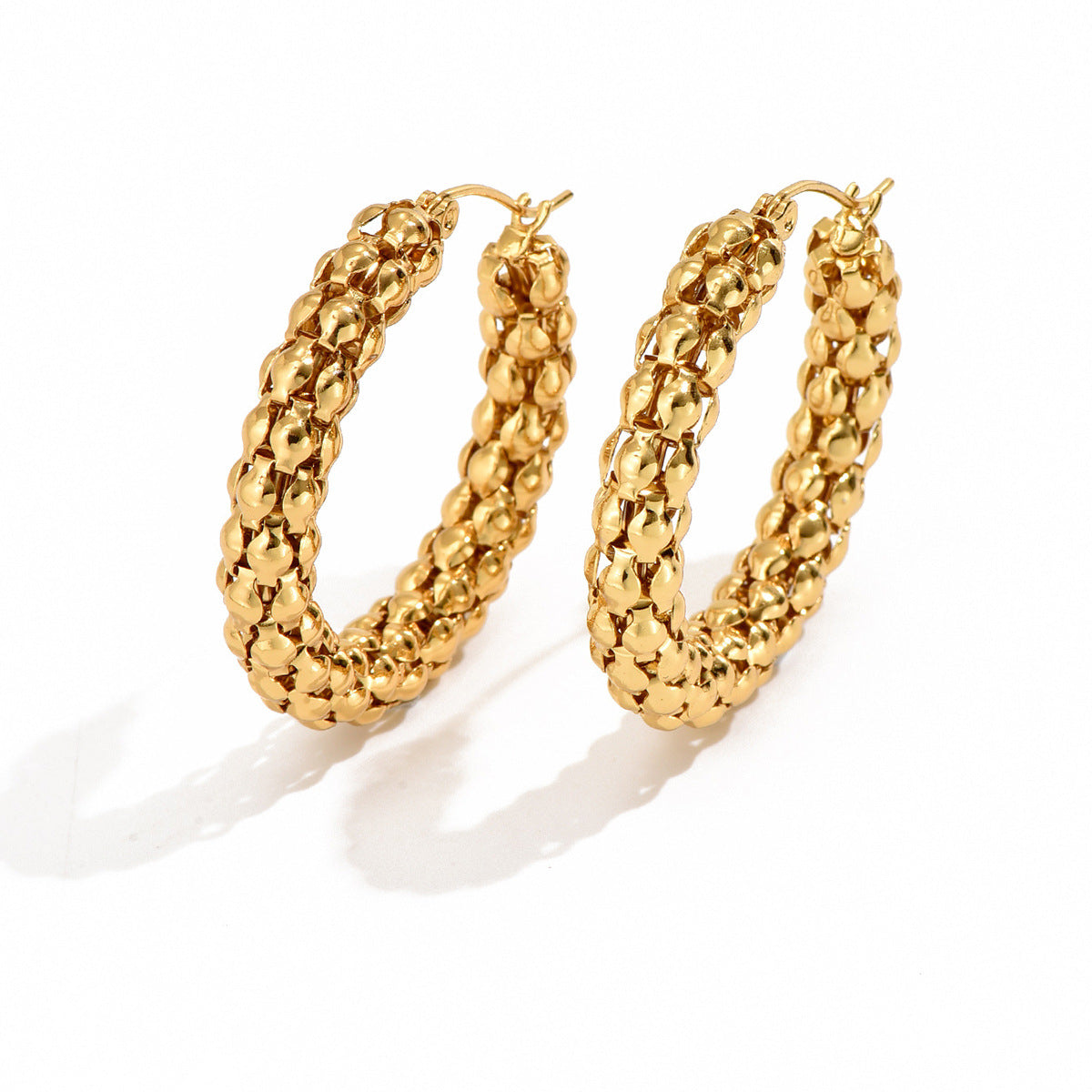 1 Pair Simple Style Classic Style Solid Color Plating Titanium Steel 18k Gold Plated Hoop Earrings