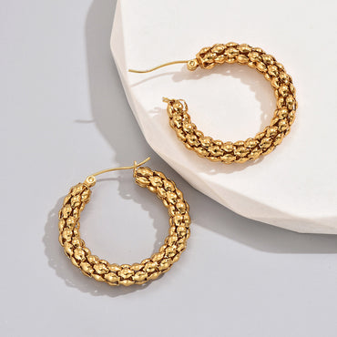 1 Pair Simple Style Classic Style Solid Color Plating Titanium Steel 18k Gold Plated Hoop Earrings