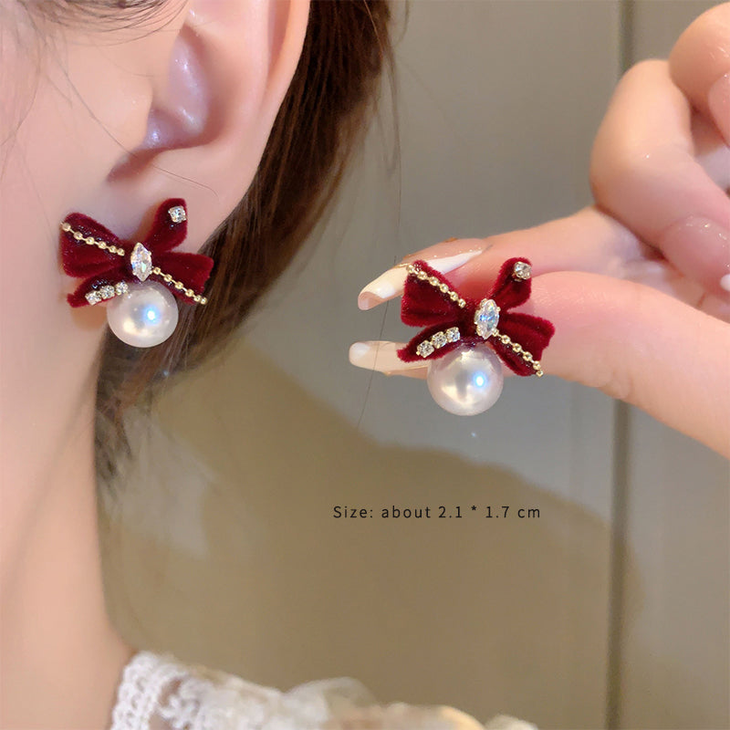 1 Pair Cute Snowflake Inlay Alloy Rhinestones Drop Earrings