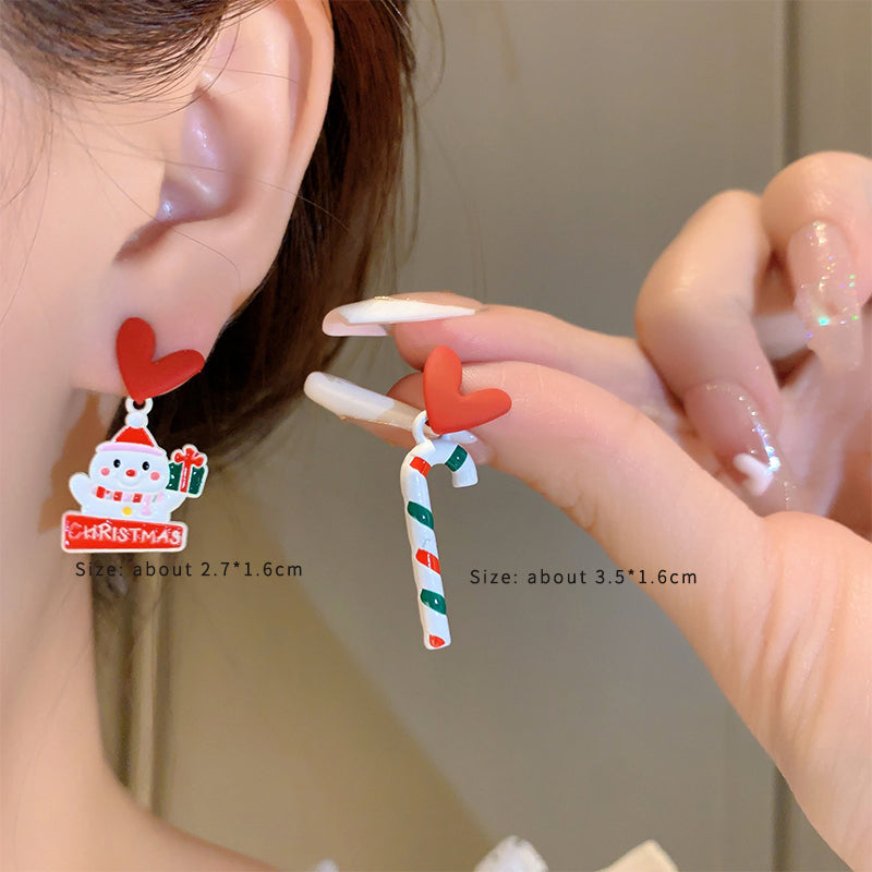 1 Pair Cute Snowflake Inlay Alloy Rhinestones Drop Earrings