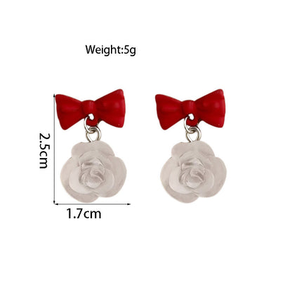 1 Pair Elegant Lady Flower Bow Knot Alloy Drop Earrings