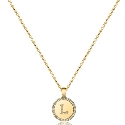 Casual Classic Style Shiny Round Letter Copper 14k Gold Plated Zircon Pendant Necklace In Bulk