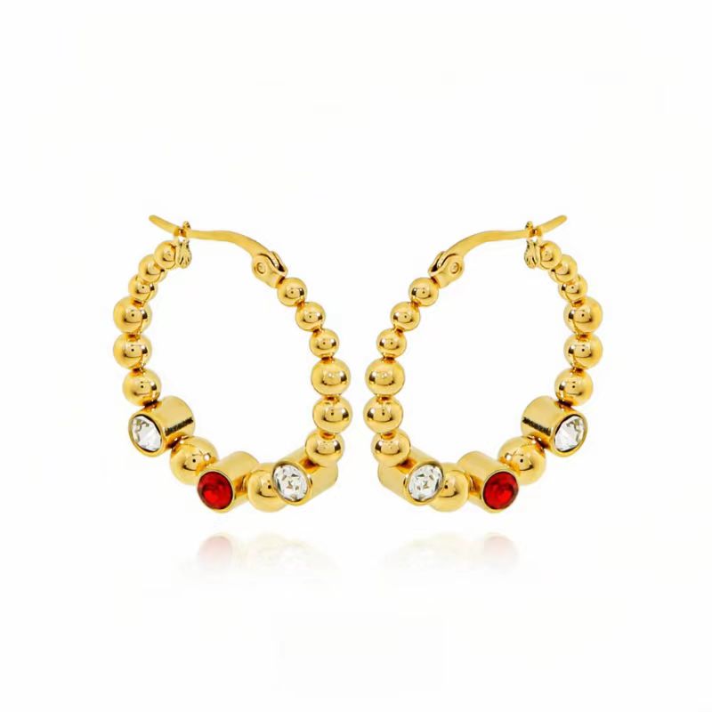 1 Pair Cute Sweet Color Block Plating Stainless Steel 18k Gold Plated Hoop Earrings