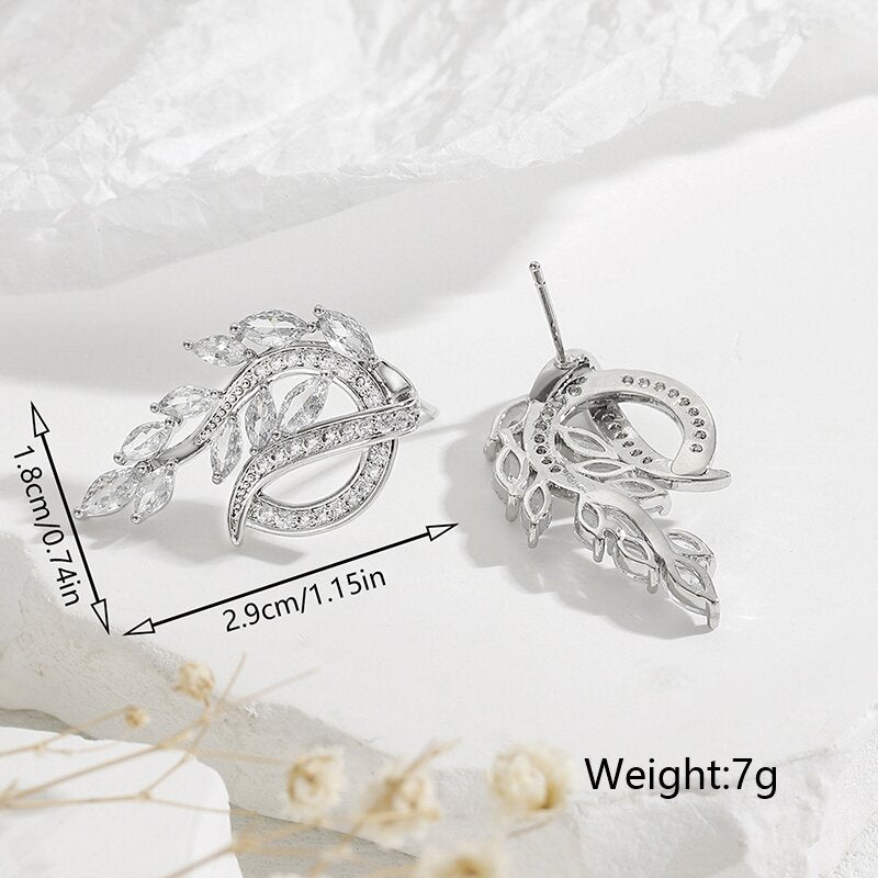 1 Pair Ig Style French Style Artistic Leaves Plating Inlay Copper Zircon Ear Studs