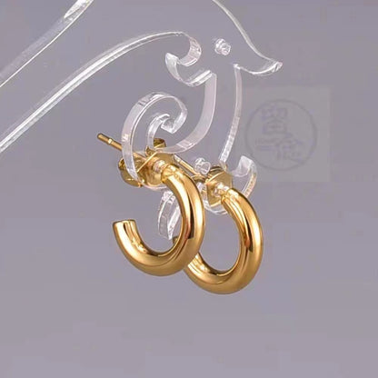 1 Pair Elegant Romantic Solid Color Plating Stainless Steel 18k Gold Plated Ear Studs