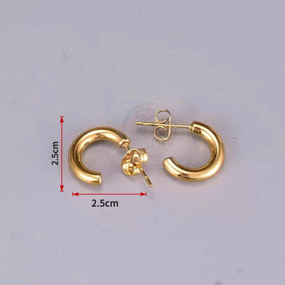 1 Pair Elegant Romantic Solid Color Plating Stainless Steel 18k Gold Plated Ear Studs