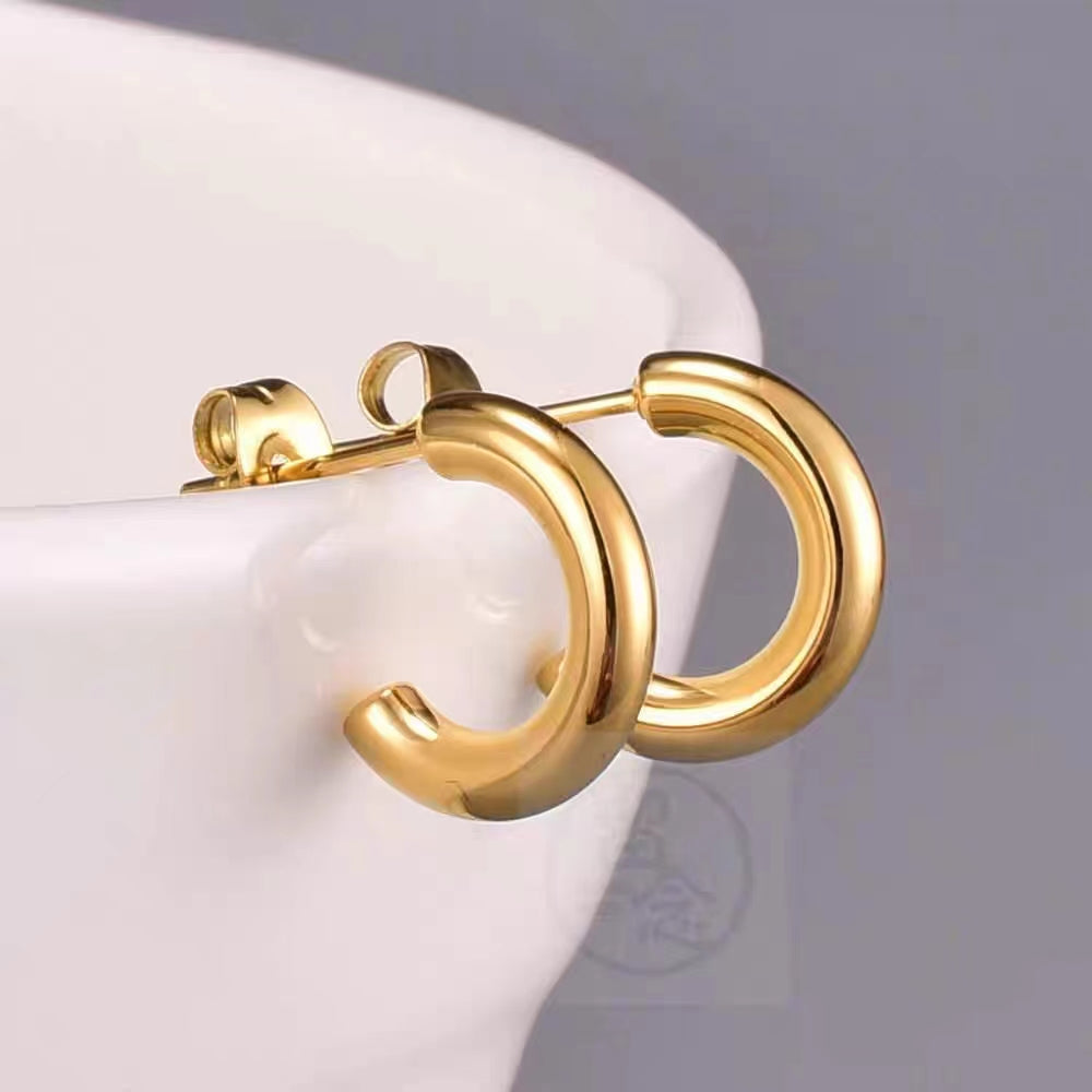 1 Pair Elegant Romantic Solid Color Plating Stainless Steel 18k Gold Plated Ear Studs