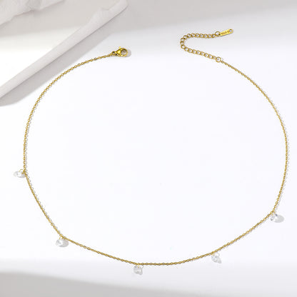 Wholesale Simple Style Circle Stainless Steel Plating Inlay 18k Gold Plated Zircon Necklace