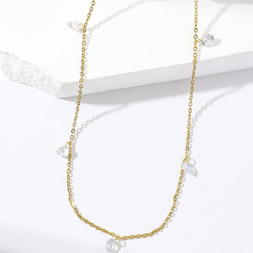 Wholesale Simple Style Circle Stainless Steel Plating Inlay 18k Gold Plated Zircon Necklace