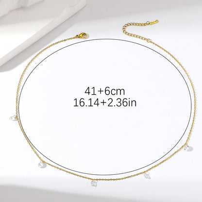 Wholesale Simple Style Circle Stainless Steel Plating Inlay 18k Gold Plated Zircon Necklace