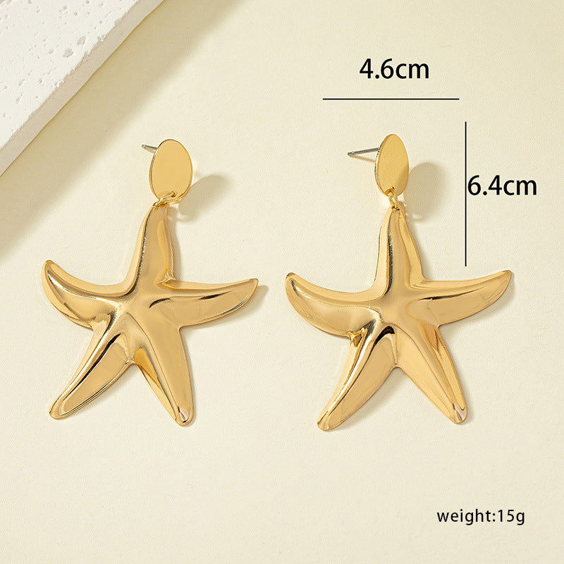 1 Pair Elegant Lady Starfish Plating Alloy Drop Earrings