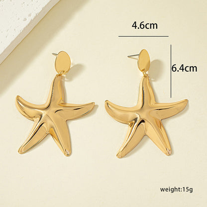 1 Pair Elegant Lady Starfish Plating Alloy Drop Earrings