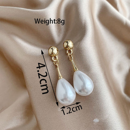 1 Pair Classic Style Korean Style Geometric Imitation Pearl Alloy Gold Plated Drop Earrings