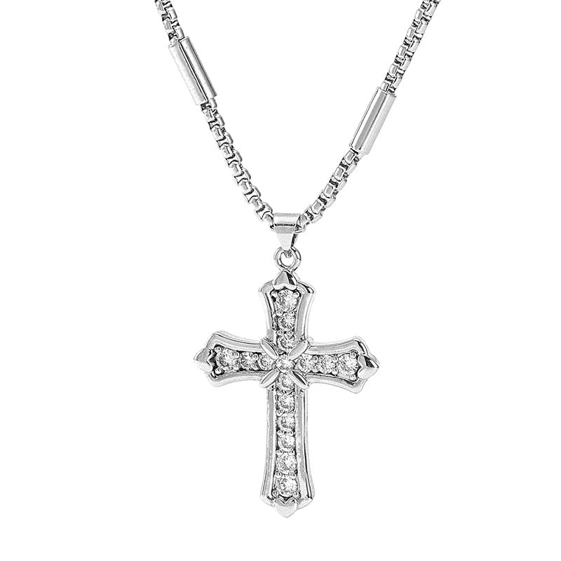 Wholesale Hip-hop Retro Cross Titanium Steel Plating Pendant Necklace