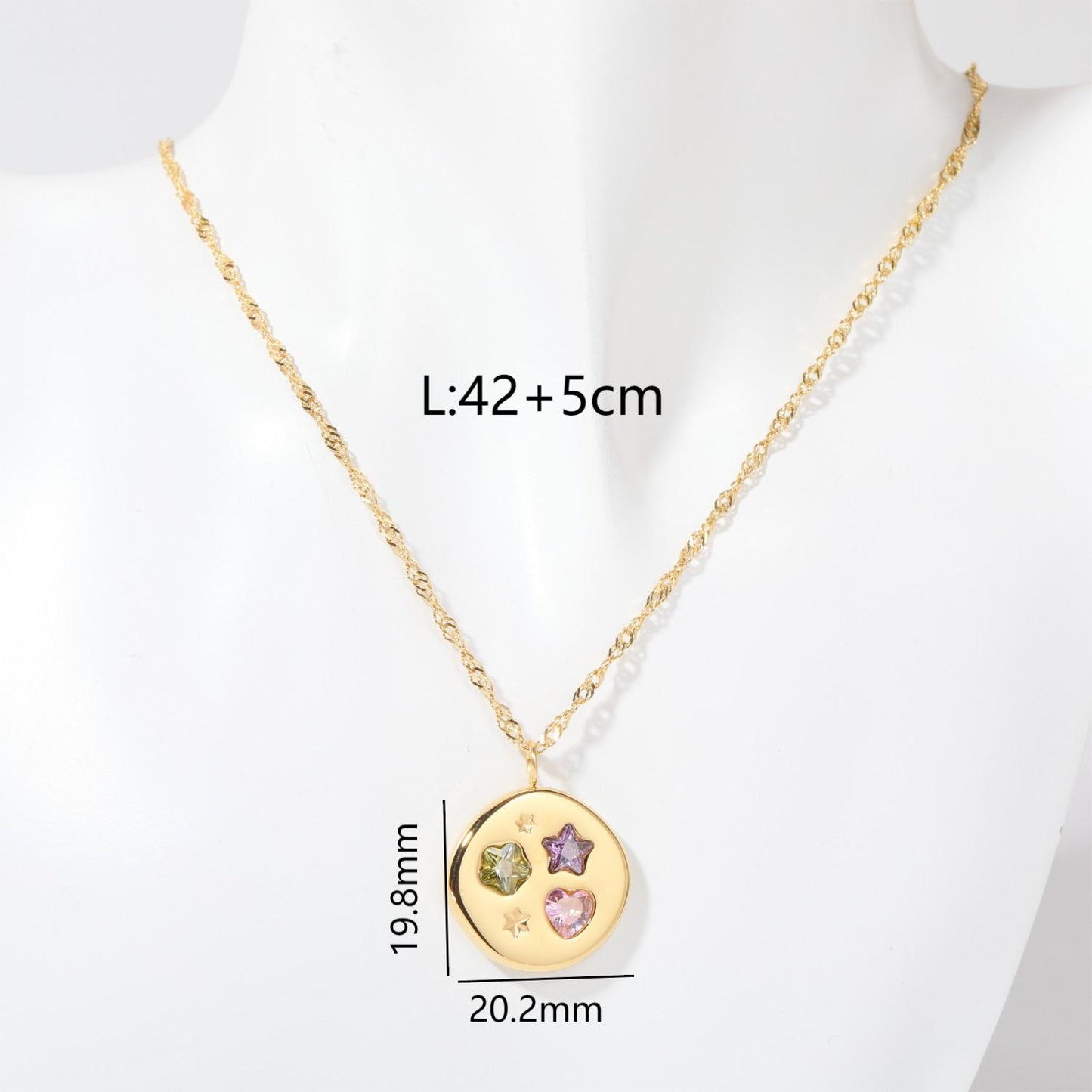 Streetwear Sun Moon Stainless Steel Plating 18k Gold Plated Pendant Necklace