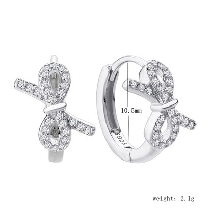 1 Pair Ig Style Elegant Bow Knot Plating Inlay Sterling Silver Zircon Silver Plated Ear Studs