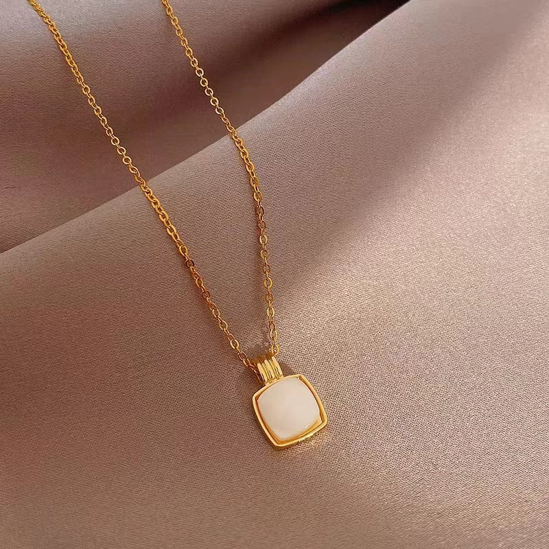 Simple Style Commute Color Block Titanium Steel Inlay Zircon Pendant Necklace