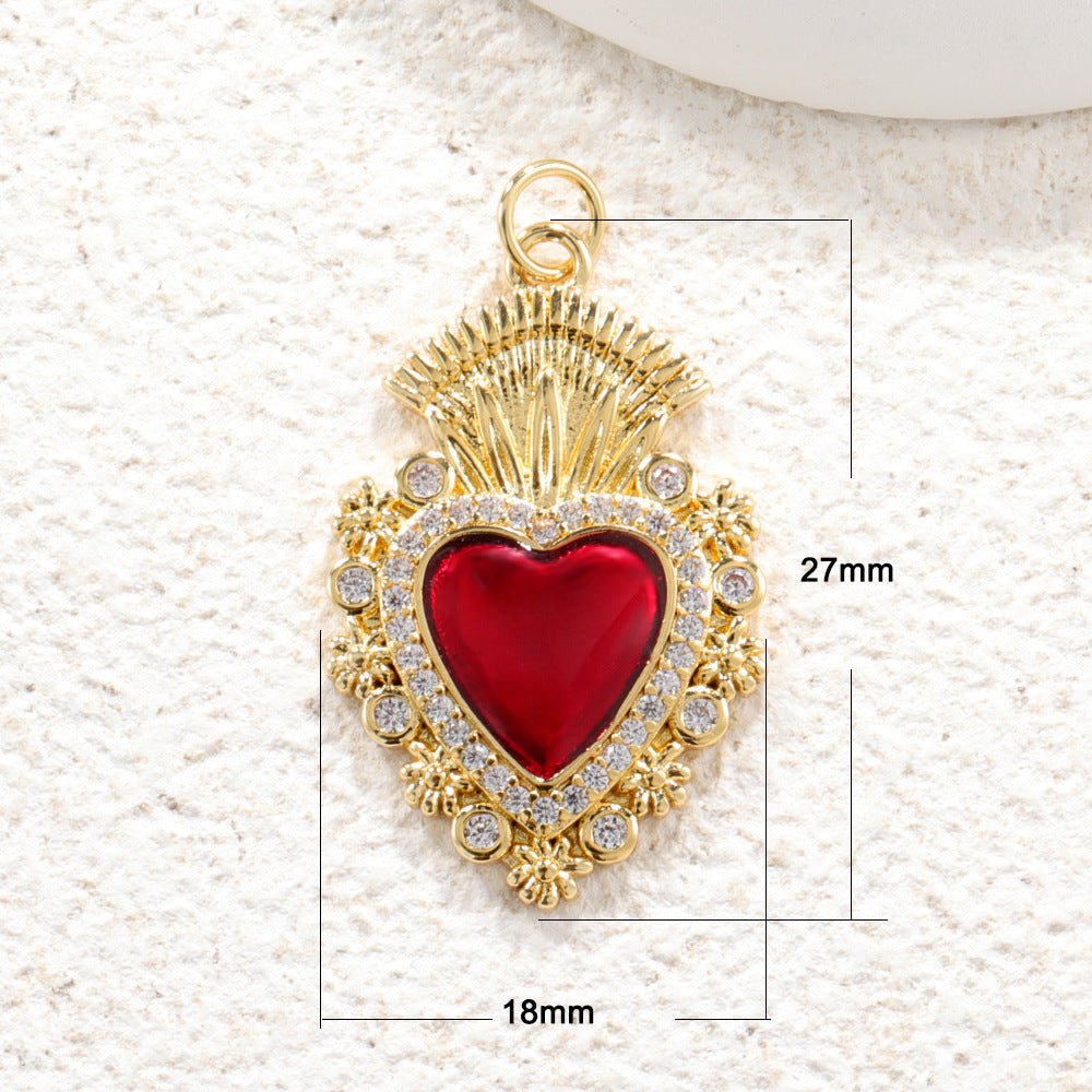 1 Piece Copper Zircon Gold Plated Inlay Pendant