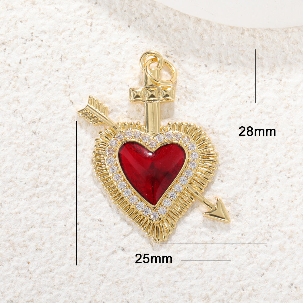 1 Piece Copper Zircon Gold Plated Inlay Pendant