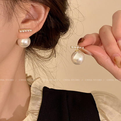 1 Pair Cute Sweet Heart Shape Bow Knot Imitation Pearl Alloy Copper Drop Earrings