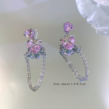 1 Pair Fashion Heart Shape Alloy Inlay Rhinestones Women's Ear Studs