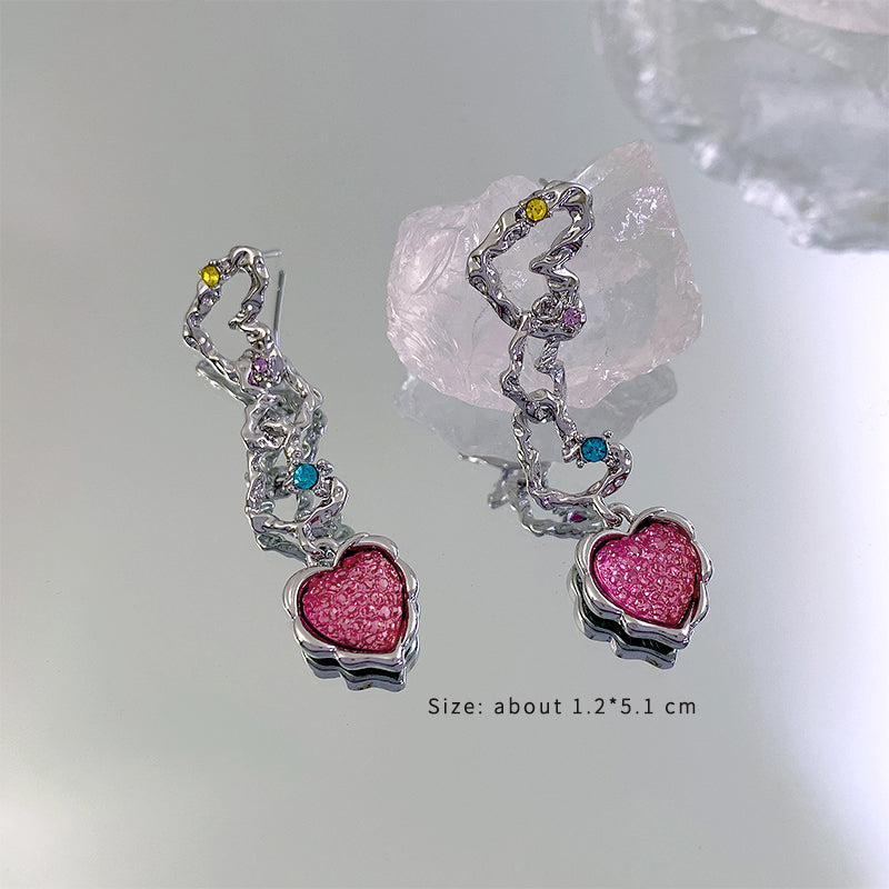 1 Pair Fashion Heart Shape Alloy Inlay Rhinestones Women's Ear Studs