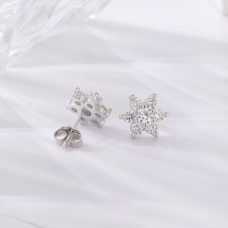 1 Pair Sweet Shiny Petal Plating Inlay Sterling Silver Zircon Silver Plated Ear Studs