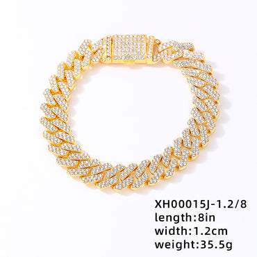 Hip-Hop Rock Punk Geometric Solid Color 304 Stainless Steel Plating Inlay Rhinestones K Gold Plated Rhodium Plated Men'S Bracelets