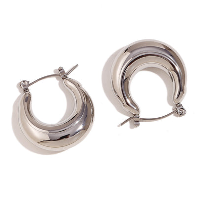 1 Pair Simple Style Classic Style Solid Color Plating Stainless Steel 18k Gold Plated Hoop Earrings