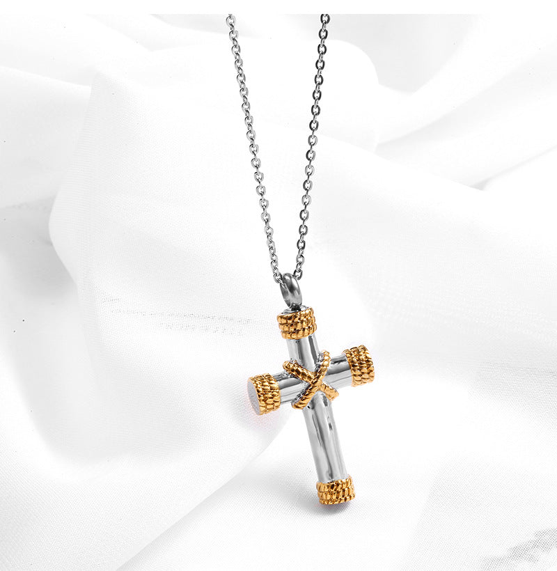 Hip-hop Retro Cross Stainless Steel Plating Gold Plated Pendant Necklace