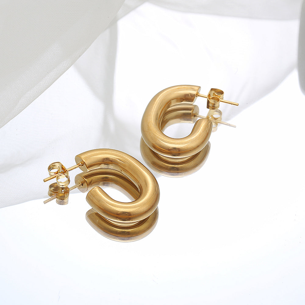 1 Pair Basic Simple Style Geometric Stainless Steel 18k Gold Plated Ear Studs