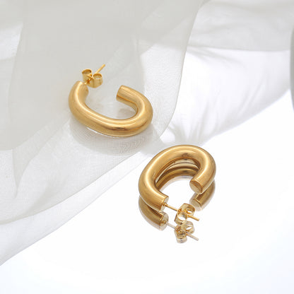 1 Pair Basic Simple Style Geometric Stainless Steel 18k Gold Plated Ear Studs