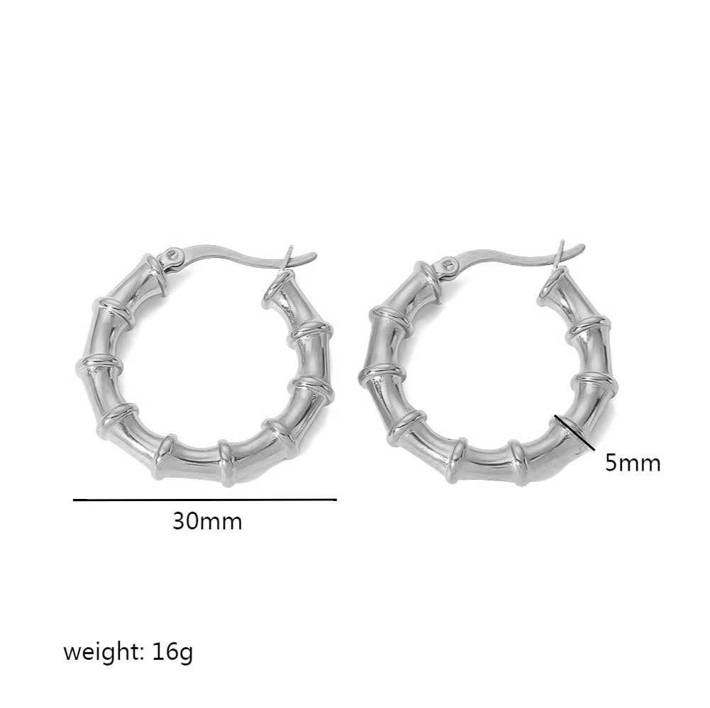 1 Pair Simple Style Round Plating Stainless Steel 18k Gold Plated Hoop Earrings