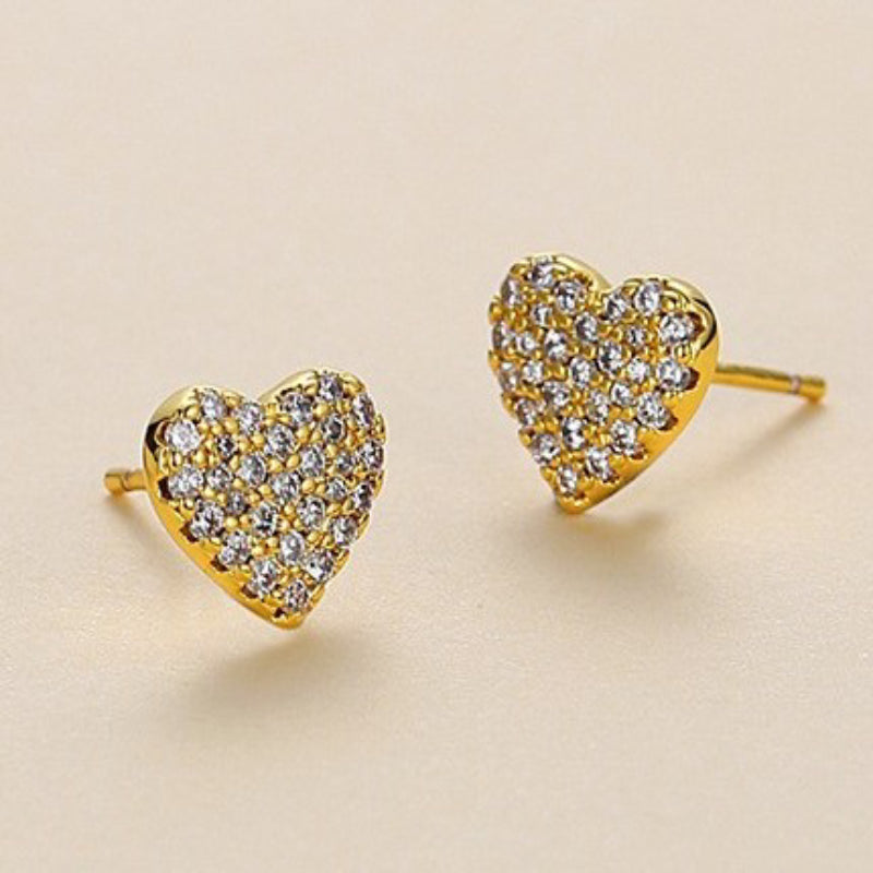 1 Pair Cute Sweet Heart Shape Plating Inlay Copper Zircon Ear Studs