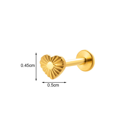 1 Piece Vintage Style Heart Shape Plating Inlay Titanium Alloy Zircon 18k Gold Plated Ear Studs