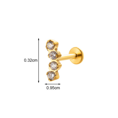 1 Piece Vintage Style Heart Shape Plating Inlay Titanium Alloy Zircon 18k Gold Plated Ear Studs