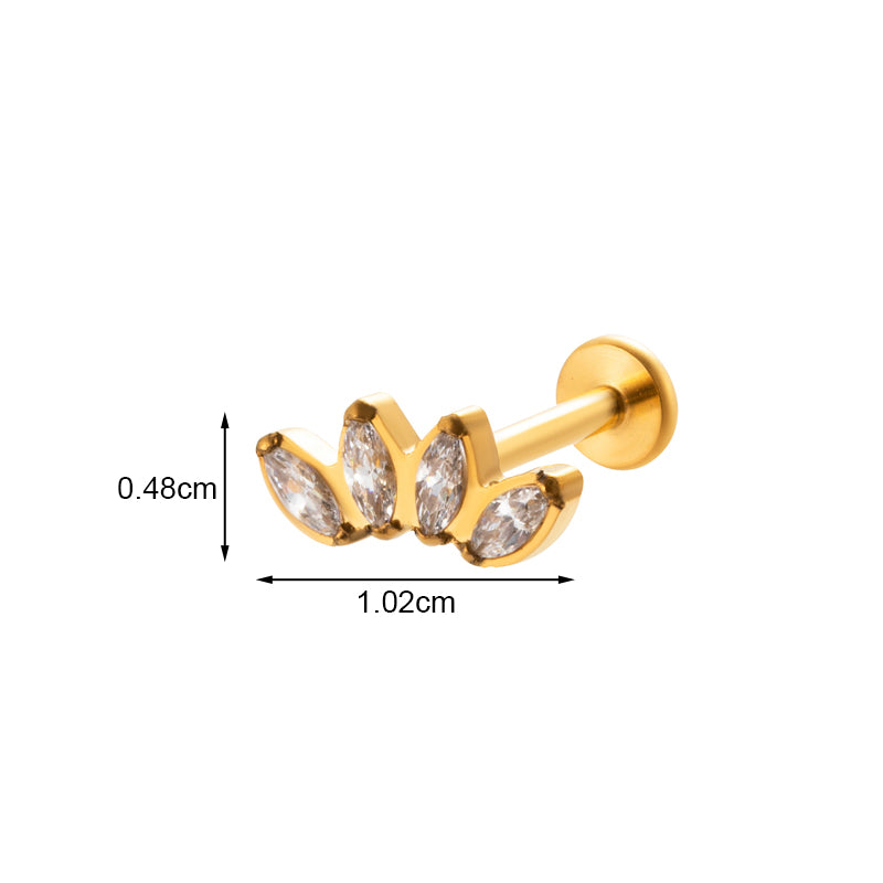 1 Piece Vintage Style Heart Shape Plating Inlay Titanium Alloy Zircon 18k Gold Plated Ear Studs