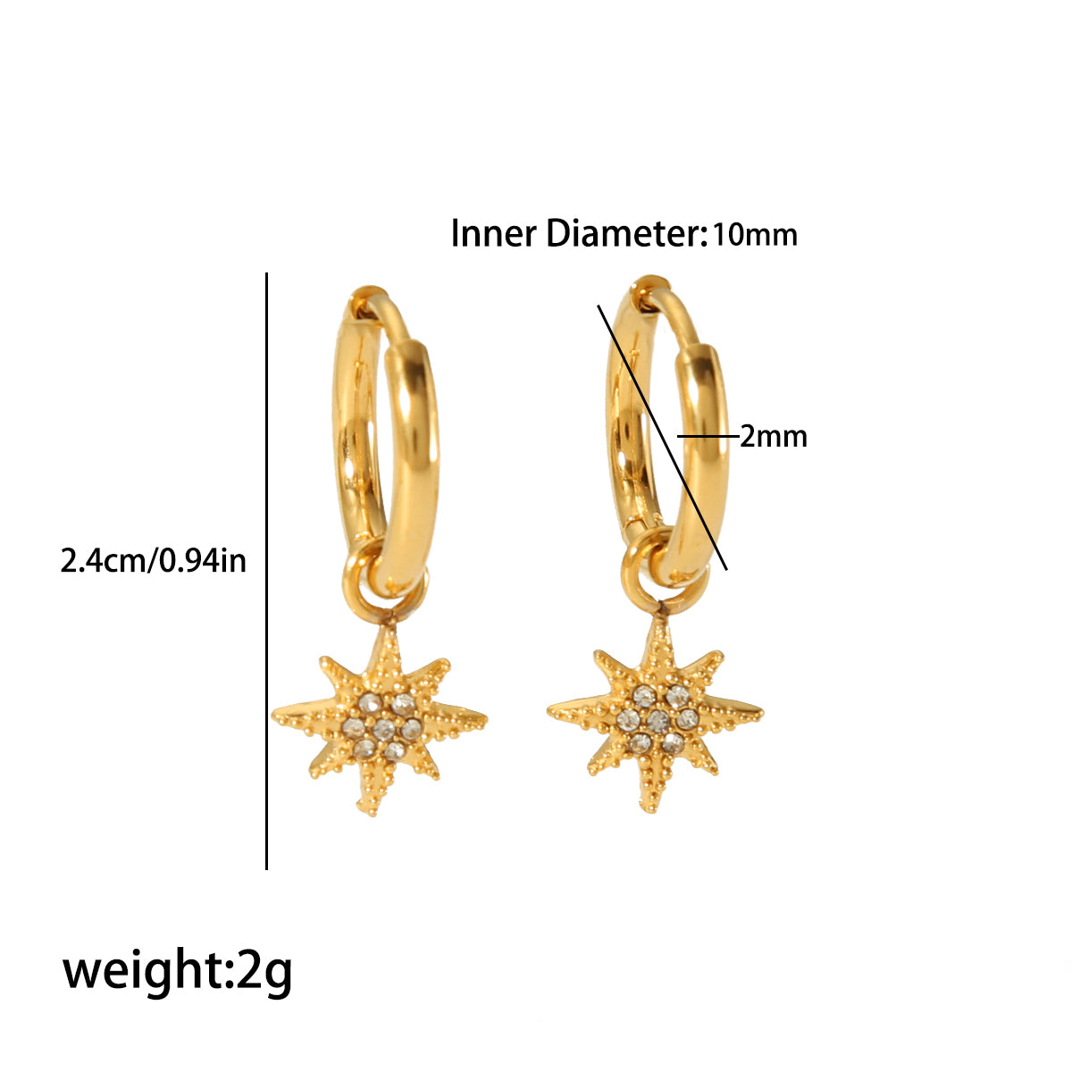 1 Pair Streetwear Star Snake Butterfly Polishing Plating Inlay Stainless Steel Zircon 18k Gold Plated Drop Earrings