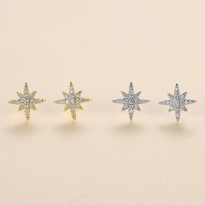 1 Pair Simple Style Constellation Star Plating Inlay Copper Zircon Gold Plated Ear Studs