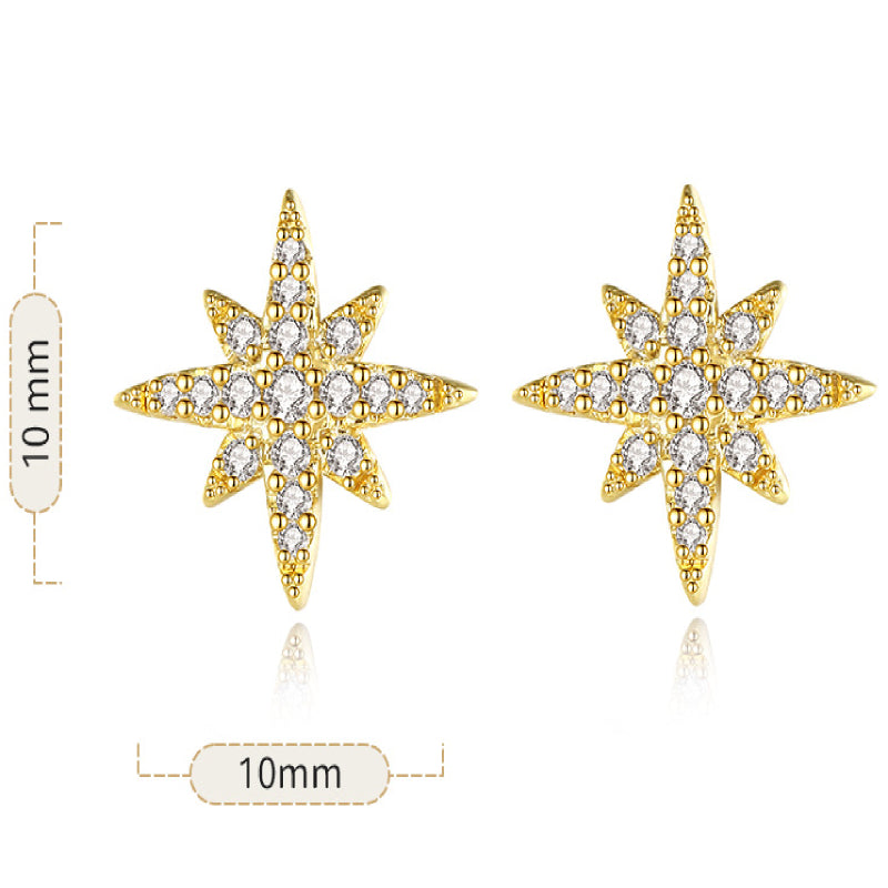 1 Pair Simple Style Constellation Star Plating Inlay Copper Zircon Gold Plated Ear Studs