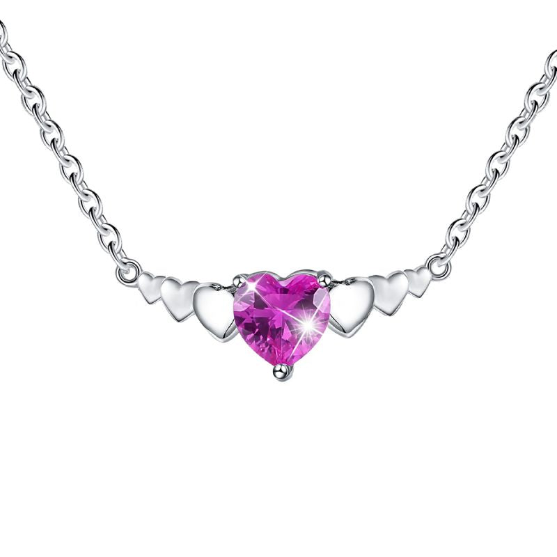 Elegant Heart Shape Sterling Silver Inlay Zircon Pendant Necklace