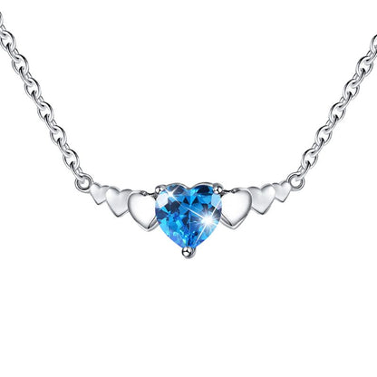 Elegant Heart Shape Sterling Silver Inlay Zircon Pendant Necklace