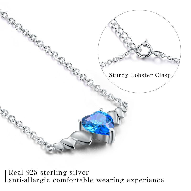 Elegant Heart Shape Sterling Silver Inlay Zircon Pendant Necklace