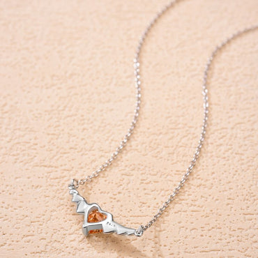 Elegant Heart Shape Sterling Silver Inlay Zircon Pendant Necklace